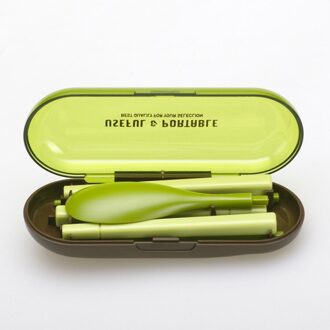 Travel Kit Servies Driedelige Bestek Draagbare Milieu Vork Lepel Eetstokjes Food Grade Abs Drie Stuk Eco groen