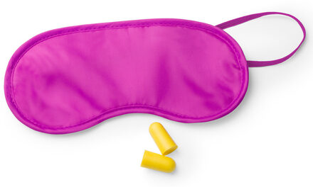 Travel set fuchsia masker met oordoppen - Slaapmaskers Roze