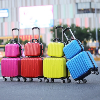 Travel suitcase 18inch carry ons cabin luggage trolley case rolling luggage set ABS Women suitcase spinner wheels fashion bag