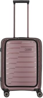 Travelite Air Base 4 Wheel Trolley S Laptop Front Pocket lilac metallic hardcase koffer pilotenkoffer Roze - H 55 x B 39 x D 23 cm