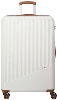 Travelite Bali 4 Wiel Trolley L white/cognac hardcase koffer Wit - H 77 x B 51 x D 29 cm