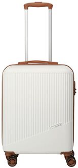 Travelite Bali 4 Wiel Trolley S white/cognac hardcase koffer lichtgewicht koffer Wit - H 55 x B 39 x D 20 cm
