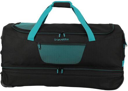 Travelite Basics Wheeled Duffle 70cm Expandable black/petrolreistas met wielen Zwart - H 38 x B 70 x D 37 cm