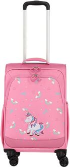 Travelite Minimover 4w Kids Trolley unicorn kinderkoffer zachte koffer Roze - H 55 x B 35 x D 20 cm
