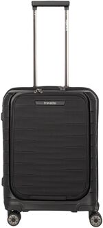 Travelite Mooby 4w Trolley S Frontpocket black hardcase koffer pilotenkoffer Zwart - H 55 x B 40 x D 23 cm