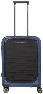 Travelite Mooby 4w Trolley S Frontpocket blue Harde Koffer Blauw - H 55 x B 40 x D 23