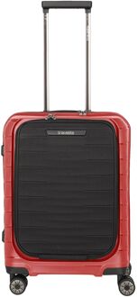 Travelite Mooby 4w Trolley S Frontpocket red hardcase koffer pilotenkoffer Rood - H 55 x B 40 x D 23 cm