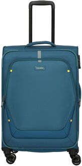 Travelite Umbria 4 Wheel Trolley M petrol zachte koffer lichtgewicht koffer Blauw - H 67 x B 43 x D 27 cm