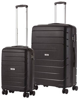 Travelz Big Bars Kofferset Trolleyset 2-delig Handbagage + Groot Zwart