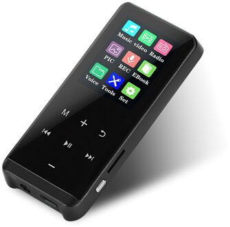 Travor MP4 Speler Met Bluetooth Touch Key Fm Radio Video Play E-Book Hifi MP3 Speler Tf Card Slot Maximale Uitbreiding 32Gb zwart