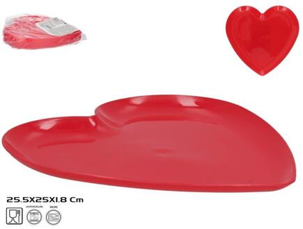 Tray hart 25,5x25x1,8 cm rood