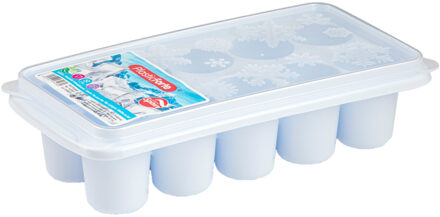 Tray met dikke ronde blokken ijsblokjes/ijsklontjes vormpjes 10 vakjes kunststof wit - IJsblokjesvormen