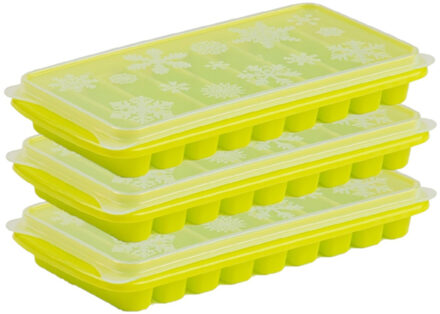Tray met Flessenhals ijsblokjes/ijsklontjes - 3x stuks - staafjes - 10 vakjes - groen