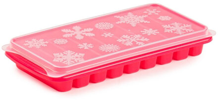Tray met Flessenhals ijsblokjes/ijsklontjes staafjes vormpjes 10 vakjes kunststof roze