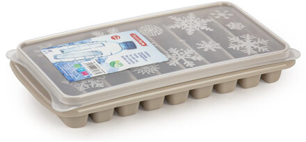 Tray met Flessenhals ijsblokjes/ijsklontjes staafjes vormpjes 10 vakjes kunststof taupe - IJsblokjesvormen