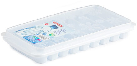Tray met Flessenhals ijsblokjes/ijsklontjes staafjes vormpjes 10 vakjes kunststof wit