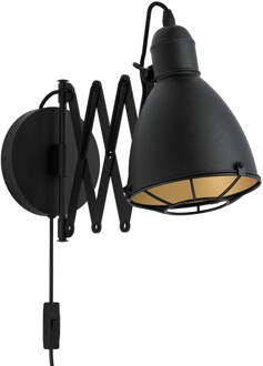 Treburley Wandlamp - E27 - 65 cm - Zwart/Goud Goud, Zwart