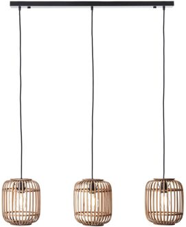 Treccia Hanglamp 3 lichts d:21cm rotan / mat zwart - Landelijk - Freelight - 2 jaar garantie