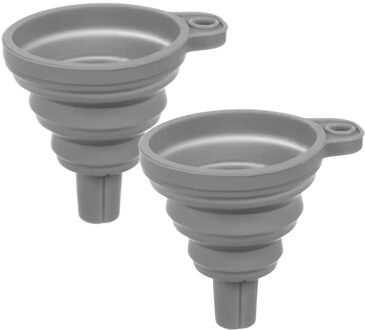 Trechter - 2x - grijs - siliconen - 7 x 8 cm - opvouwbaar - universeel