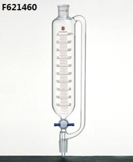 Trechter, Drukvereffenende, capaciteit: 60 ml, gewrichten: 14/20, Ptfe kraan boring: 2mm