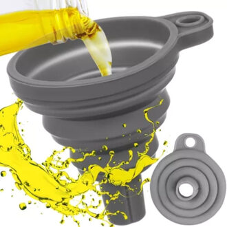 Trechter - grijs - siliconen - 7 x 8 cm - opvouwbaar - universeel