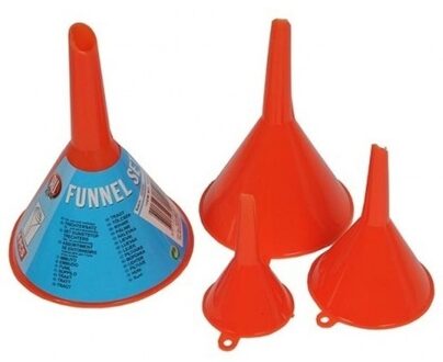 Trechter set 4 delig - kunststof - rood - diverse formaten in een set - vloeistoffen
