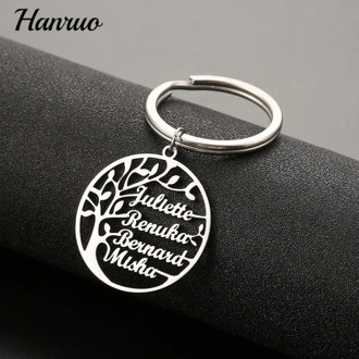 Tree Of Life Custom Name Keychain Personalized Stainless Steel Key Chain Family Tree 18K Gold Key Ring For Women Men Key Jewelry