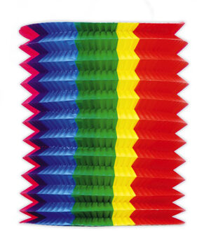 Trek lampion regenboog feest kleuren - H20 cm - papier - versiering/feestartikelen