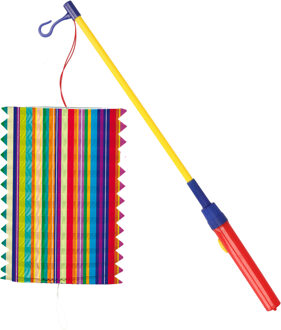 Trek lampion steep - meerkleurig - H16 cm - papier - met lampionstokje - 50 cm