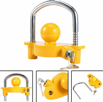 Trekhaak Slot Met 2 Sleutels Past 1-7/8 ", 2" En 2-5/16 "Verstelbare Storage Security Heavy-Duty Staal Geel En Chrome