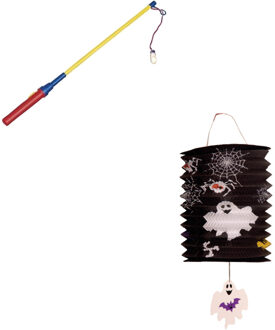 Treklampion 15 cm spook inclusief lampionstokje