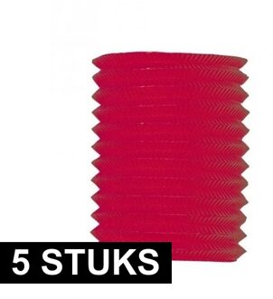 Treklampion voor feest/verjaardag - 5x - rood - 16 x 20 cm - feestartikelen/versiering - papier