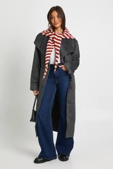 Trenchcoat Met Oversized Kraag In Wollen Look, Charcoal - 40