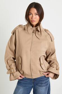 Trenchcoat Met Ritssluiting, Taupe - 44
