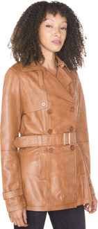 Trenchcoat van nappaleer voor dames-Mosul Bruin - EU 52 / UK 24