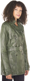 Trenchcoat van nappaleer voor dames-Mosul Groen - EU 42 / UK 14