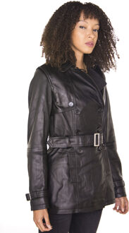 Trenchcoat van nappaleer voor dames-Mosul Zwart - EU 50 / UK 22