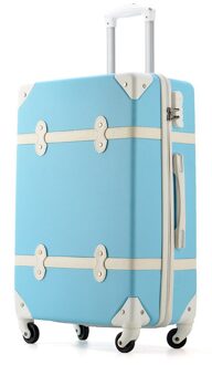 Trend Bagage Student Retro Trolley Case Universele Wiel Koffer Netwerk Explosie Bagage Reisbagage blauw