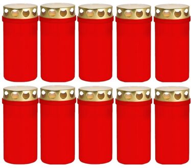 Trend Candles 10x Rode grafkaarsen/gedenklichten met deksel 6 x 12cm 2 dagen