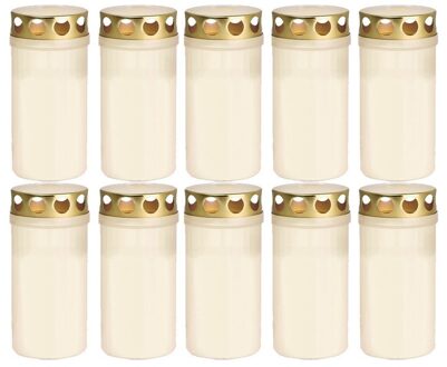 Trend Candles 10x Witte grafkaarsen/gedenklichten met deksel 2 dagen