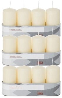 Trend Candles 12x Cremewitte cilinderkaarsen/stompkaarsen 5 x 10 cm