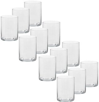 Trend Candles 12x Glazen kaarsenhouders voor theelichtjes/waxinelichtjes 5,5 x 6,5 cm - Waxinelichtjeshouders Transparant