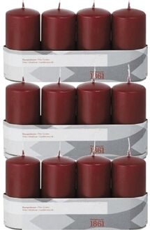 Trend Candles 12x Kaarsen bordeauxrood 5 x 10 cm 18 branduren sfeerkaarsen - Stompkaarsen