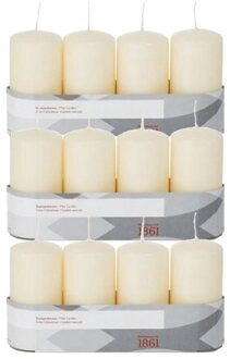 Trend Candles 12x Kaarsen cremewit 5 x 10 cm 18 branduren sfeerkaarsen - Stompkaarsen