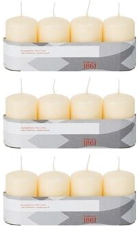 Trend Candles 12x Kaarsen cremewit 5 x 8 cm 18 branduren sfeerkaarsen - Stompkaarsen