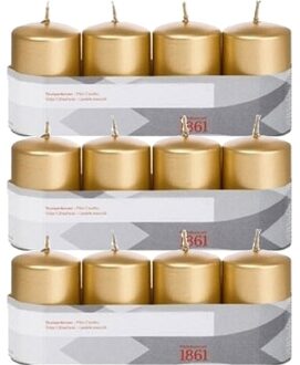 Trend Candles 12x Kaarsen goud 5 x 8 cm 18 branduren sfeerkaarsen - Stompkaarsen Goudkleurig