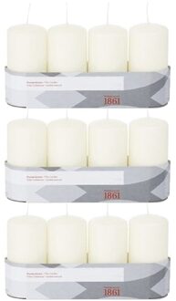 Trend Candles 12x Kaarsen ivoorwit 5 x 10 cm 18 branduren sfeerkaarsen - Stompkaarsen