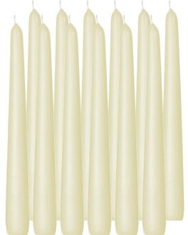 Trend Candles 12x Lange kaarsen ivoorwit 25 cm 8 branduren dinerkaarsen/tafelkaarsen - Dinerkaarsen