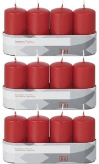 Trend Candles 12x Rode cilinderkaarsen/stompkaarsen 5 x 10 cm 18 branduren