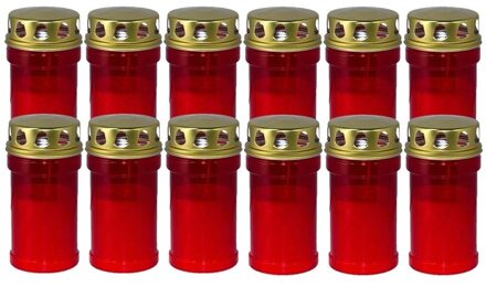 Trend Candles 12x Rode grafkaarsen/graflichten 7 x 14,5 cm 2,5 dag - Stompkaarsen Rood